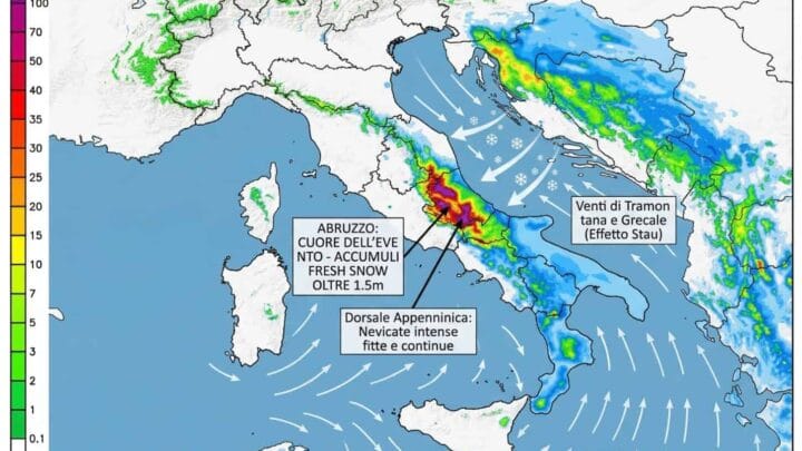Ciclone sull’Italia, altri due giorni di pioggia e neve in Appennino: ma nel weekend arriva il ribaltone