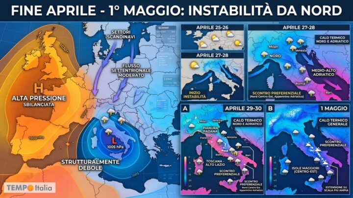 25 Aprile ok, ponte del Primo Maggio a rischio freddo: ECMWF non rassicura