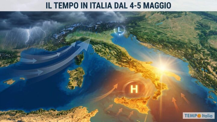 Maggio dal doppio volto: perturbazioni e piogge al Nord, caldo e secco al Sud