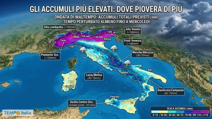 Ciclone africano sull’Italia: giorno per giorno le regioni più colpite