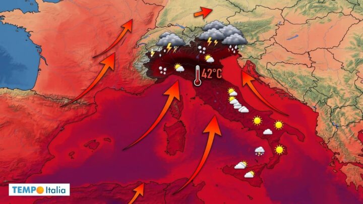 Caldo violento: picchi estremi al Nord e temporali con grandine